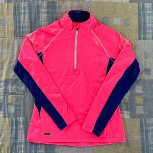Saucony Vizi Pro Pullover Mens Small Pink 1/4 Zip Long Sleeve Athleisure